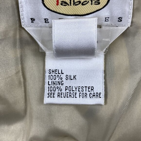 Talbots Petites Silk A-Line Pleated Skirt Black Beige Swirl Print Flowy Lined 16 - Picture 4 of 6